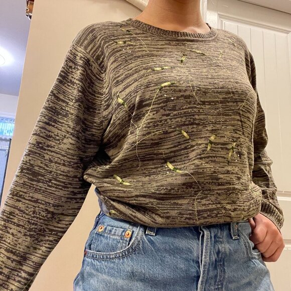 Vintage Embrodered Knit Sweater Green – S - Picture 4 of 14